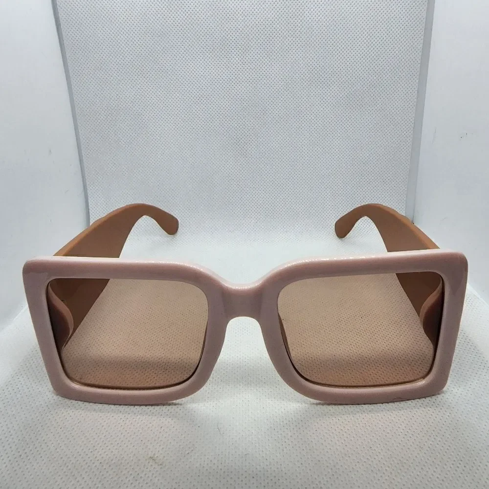 NWOT Shein Pink & Tan Sunglasses, Case, & Cleaning Cloth
